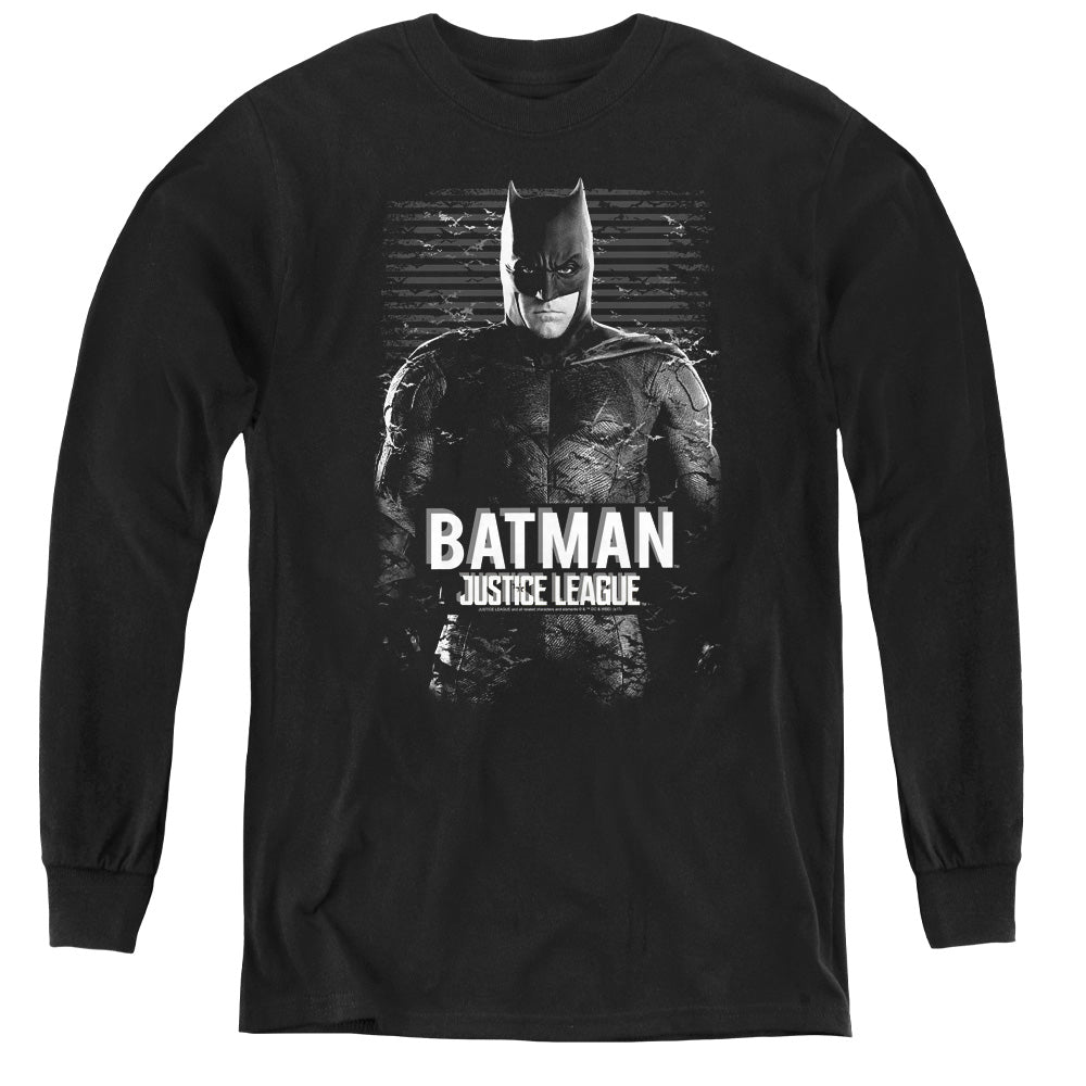 Justice League Movie Batman Long Sleeve Kids Youth T Shirt Black Officially Licensed