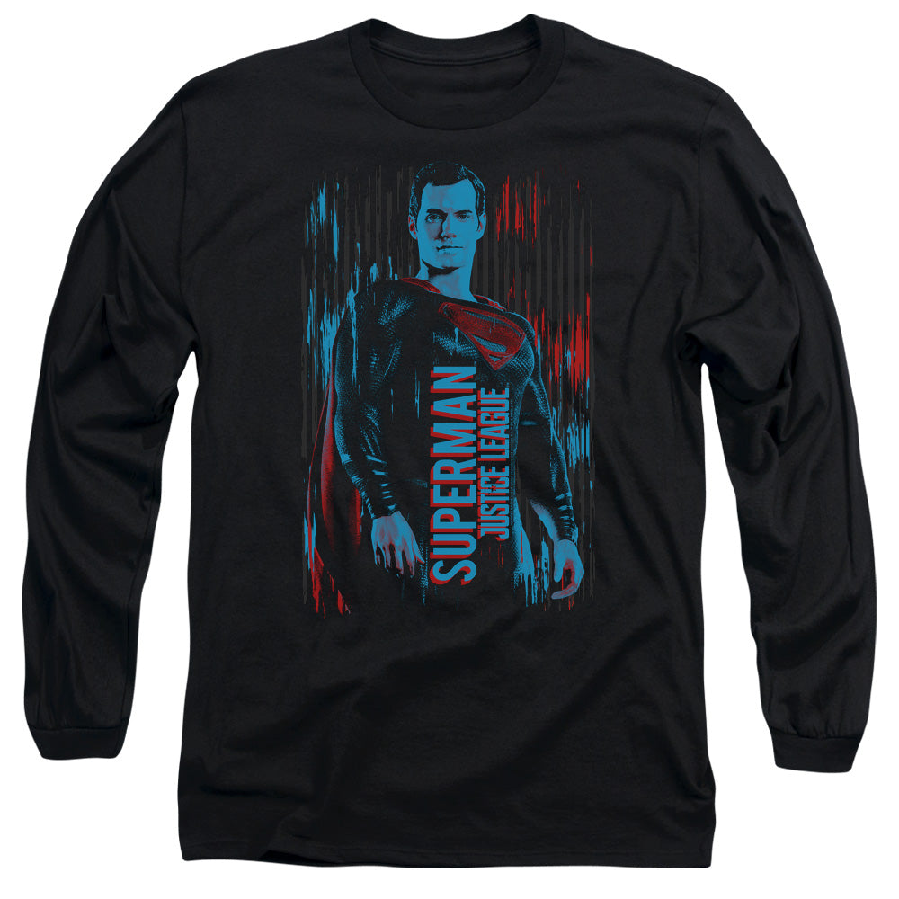 Justice League Movie Superman Mens Long Sleeve Shirt Black Officially Licensed Officially Licensed