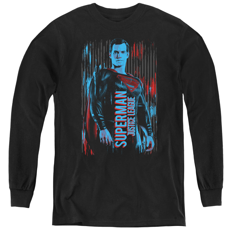 Justice League Movie Superman Long Sleeve Kids Youth T Shirt Black Officially Licensed