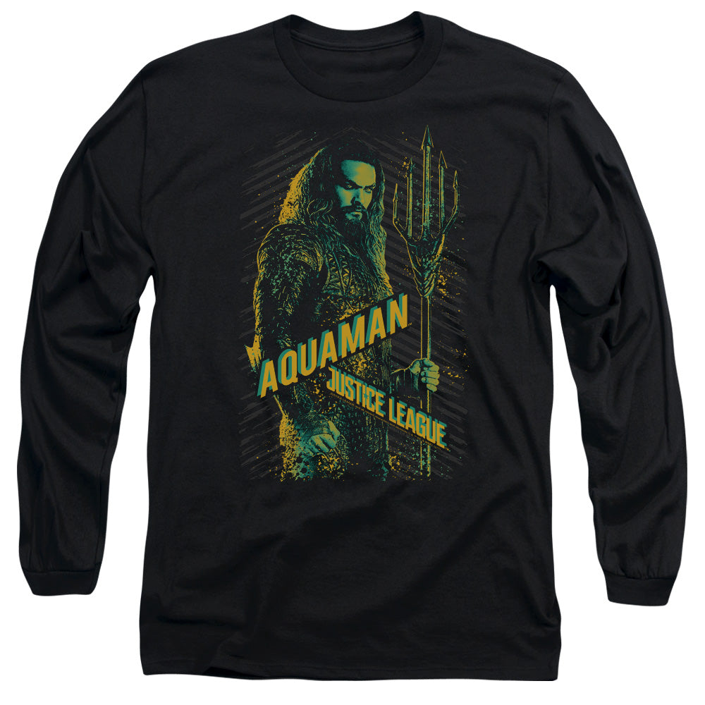Justice League Movie Aquaman Mens Long Sleeve Shirt Black Officially Licensed Officially Licensed