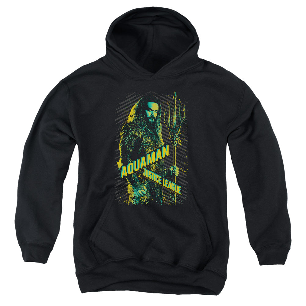 Justice League Movie Aquaman Kids Youth Hoodie Black Officially Licensed