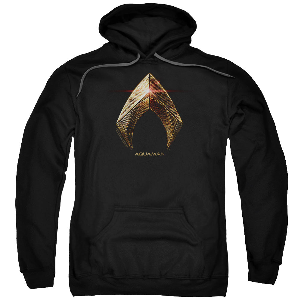 Justice League Movie Aquaman Logo Mens Hoodie Black Officially Licensed