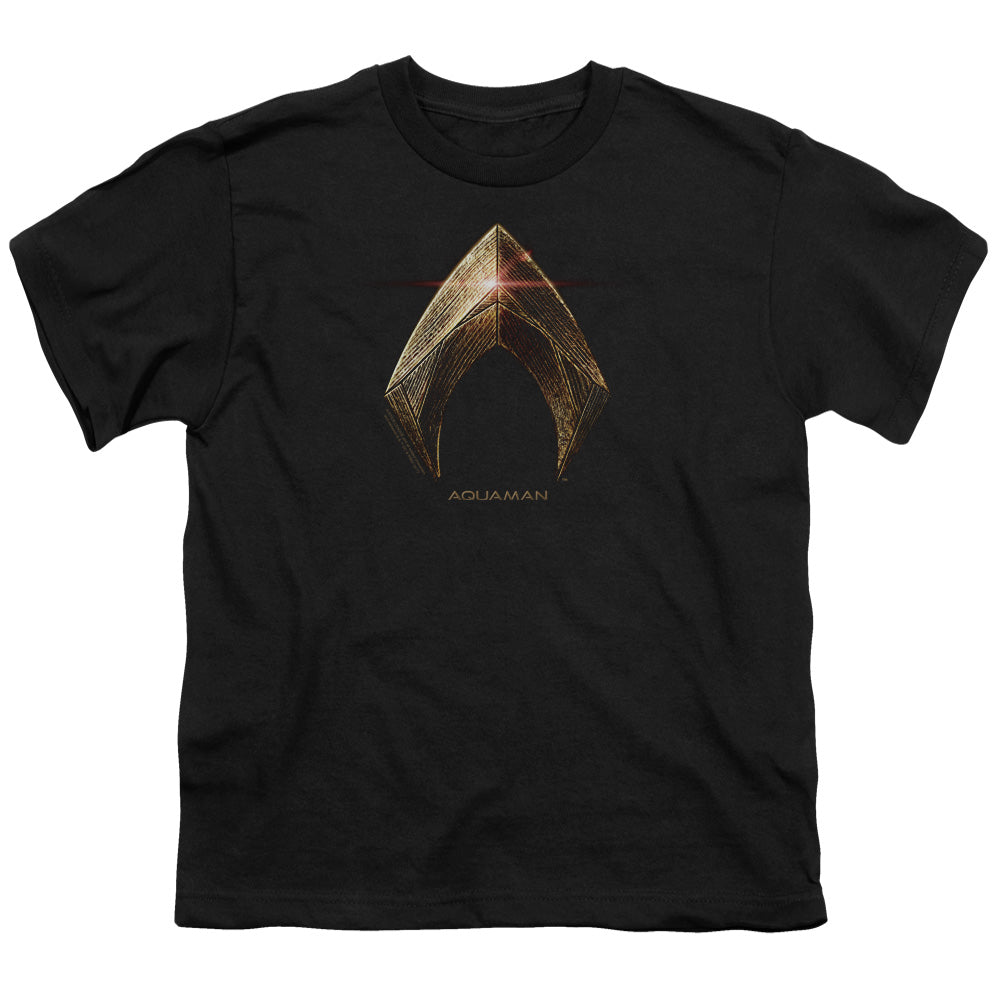 Justice League Movie Aquaman Logo Kids Youth T Shirt Black Officially Licensed