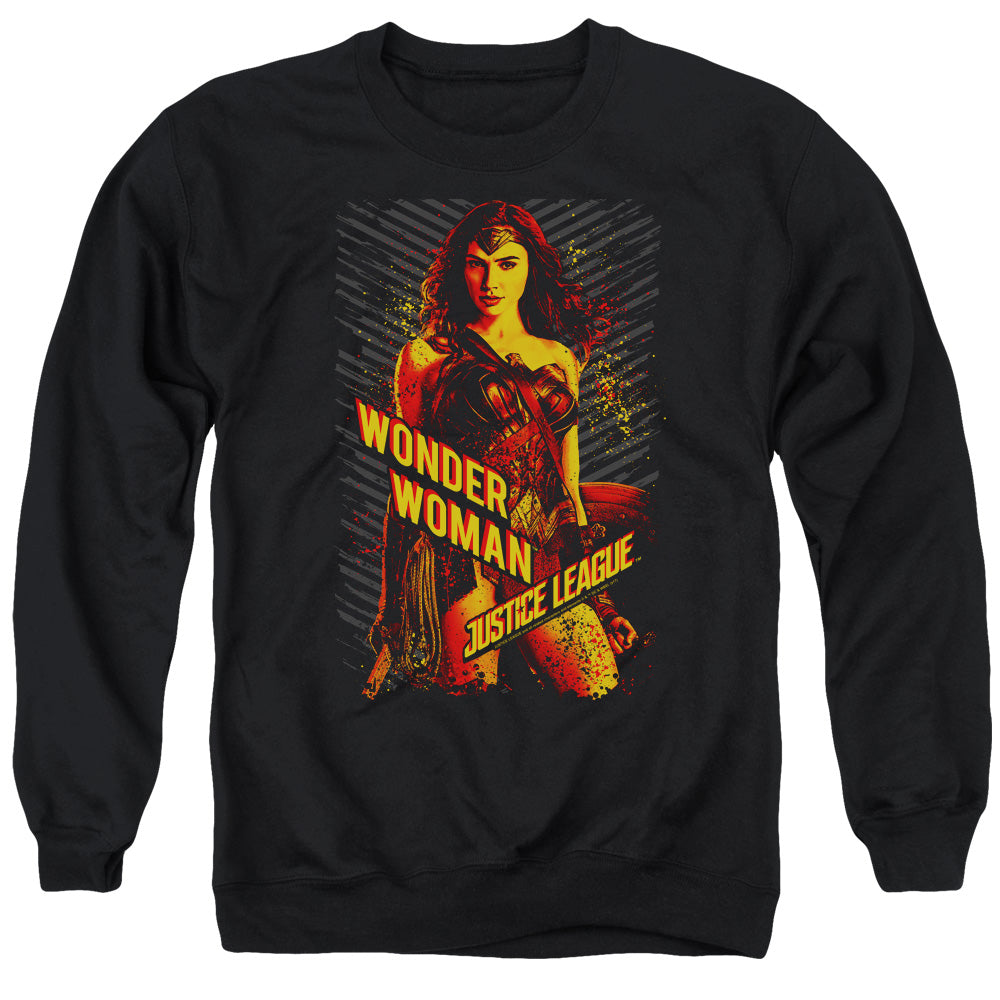 Justice League Movie Wonder Woman Mens Crewneck Sweatshirt Black Officially Licensed