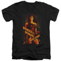 Justice League Movie Wonder Woman Mens Slim Fit V-Neck T Shirt Black Officially Licensed