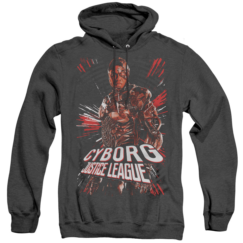 Justice League Movie Cyborg Heather Mens Hoodie Black Officially Licensed