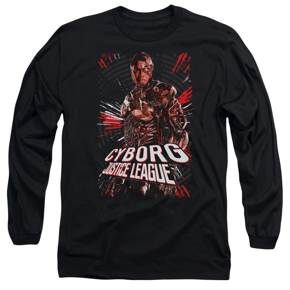 Justice League Movie Cyborg Mens Long Sleeve Shirt Black Officially Licensed Officially Licensed