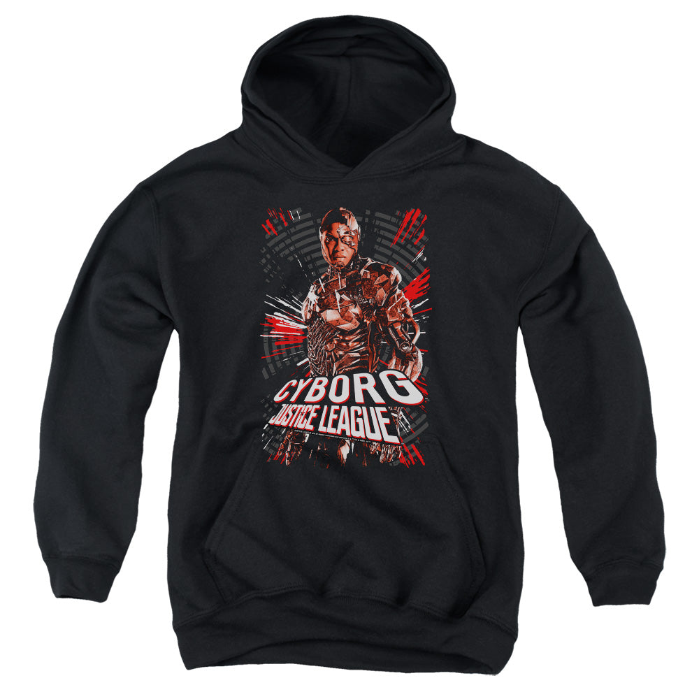 Justice League Movie Cyborg Kids Youth Hoodie Black Officially Licensed