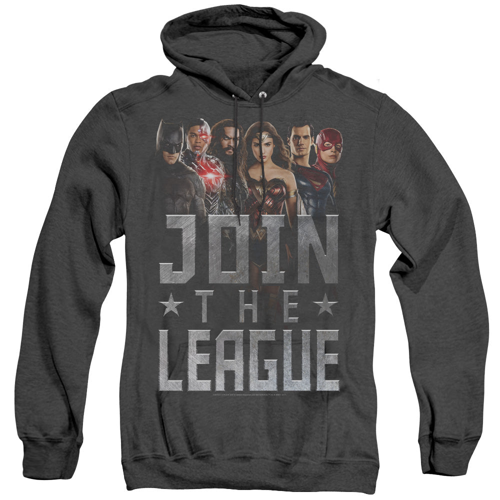 Justice League Movie Join The League Heather Mens Hoodie Black Officially Licensed