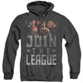 Justice League Movie Join The League Heather Mens Hoodie Black Officially Licensed