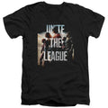 Justice League Movie Dawn Mens Slim Fit V-Neck T Shirt Black Officially Licensed
