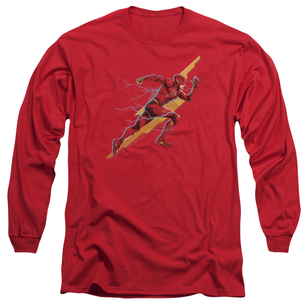 Justice League Movie Flash Forward Mens Long Sleeve Shirt Red Officially Licensed Officially Licensed