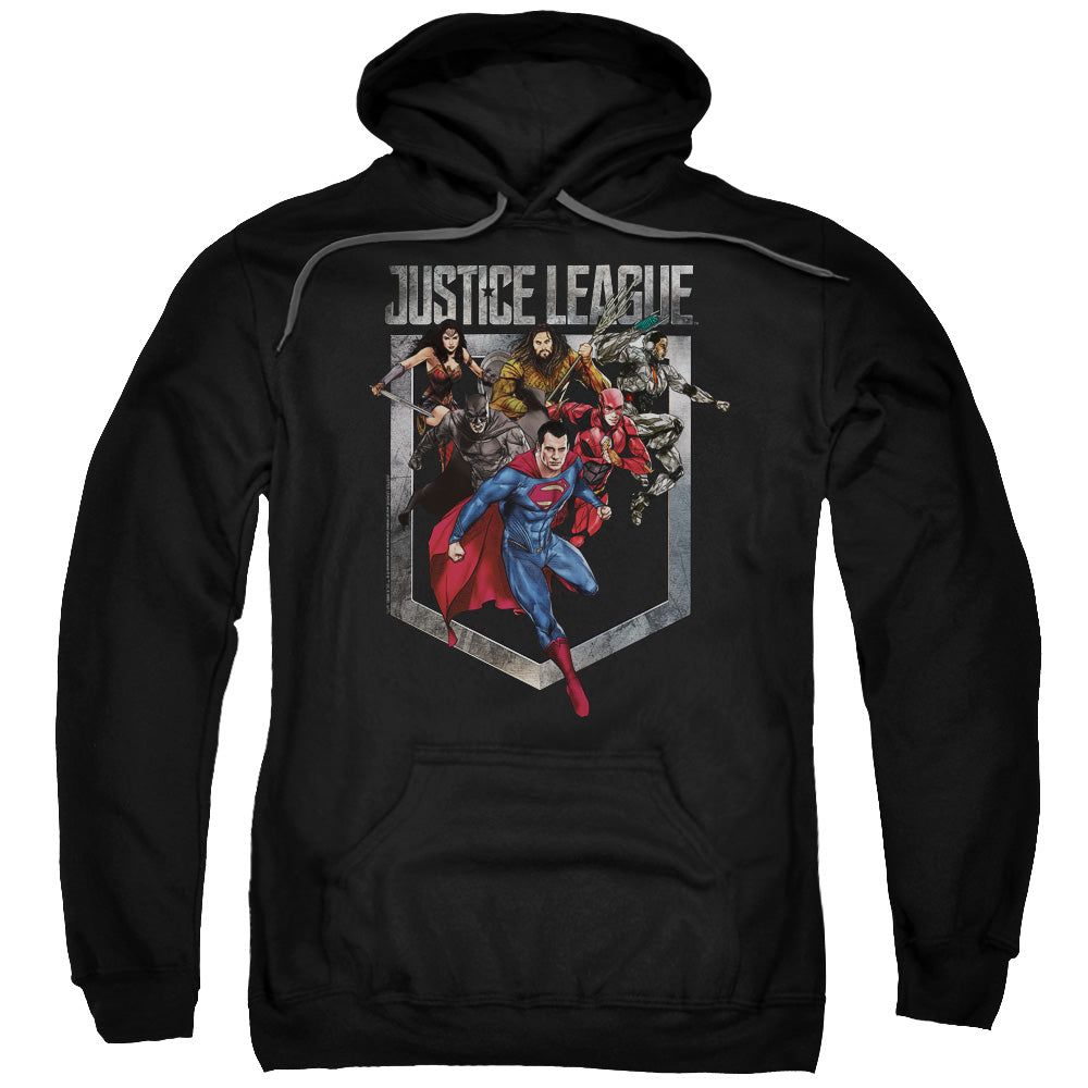 Justice League Movie Charge Mens Hoodie Black Officially Licensed