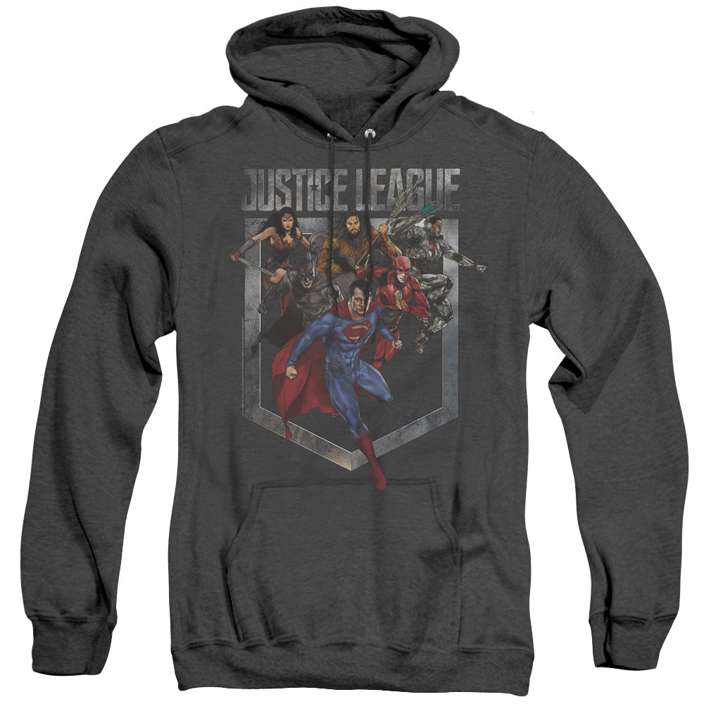 Justice League Movie Charge Heather Mens Hoodie Black Officially Licensed