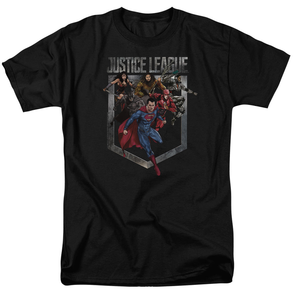 Justice League Movie Charge Mens T Shirt Black Officially Licensed