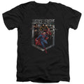 Justice League Movie Charge Mens Slim Fit V-Neck T Shirt Black Officially Licensed