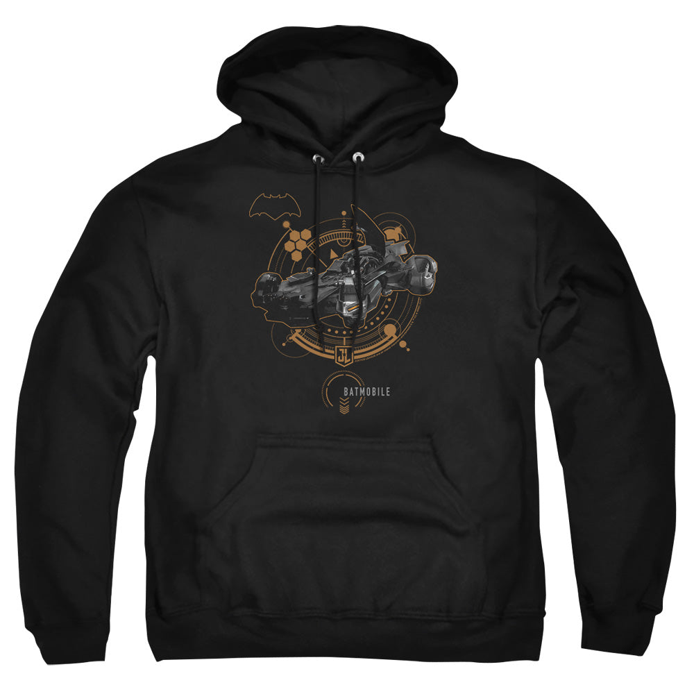 Justice League Movie Batmobile Mens Hoodie Black Officially Licensed