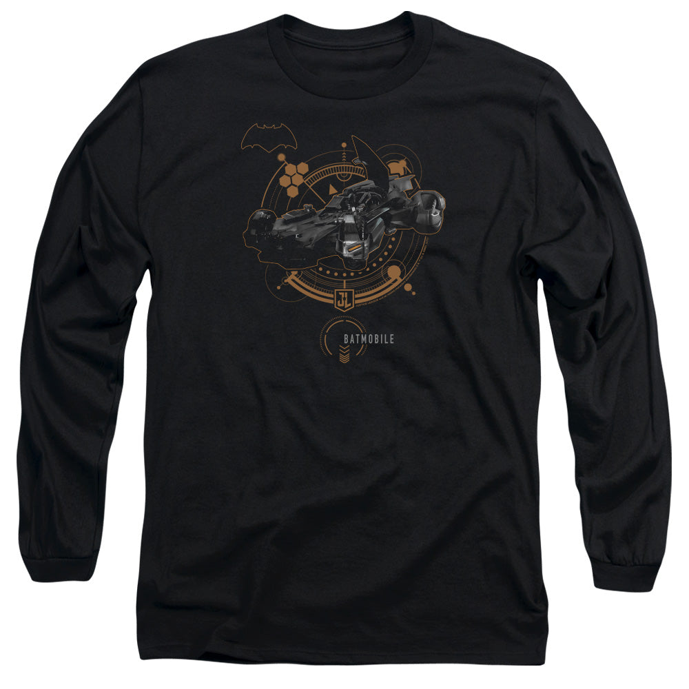 Justice League Movie Batmobile Mens Long Sleeve Shirt Black Officially Licensed Officially Licensed