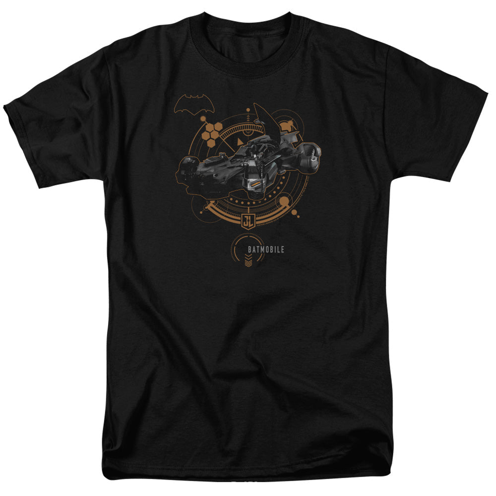 Justice League Movie Batmobile Mens T Shirt Black Officially Licensed