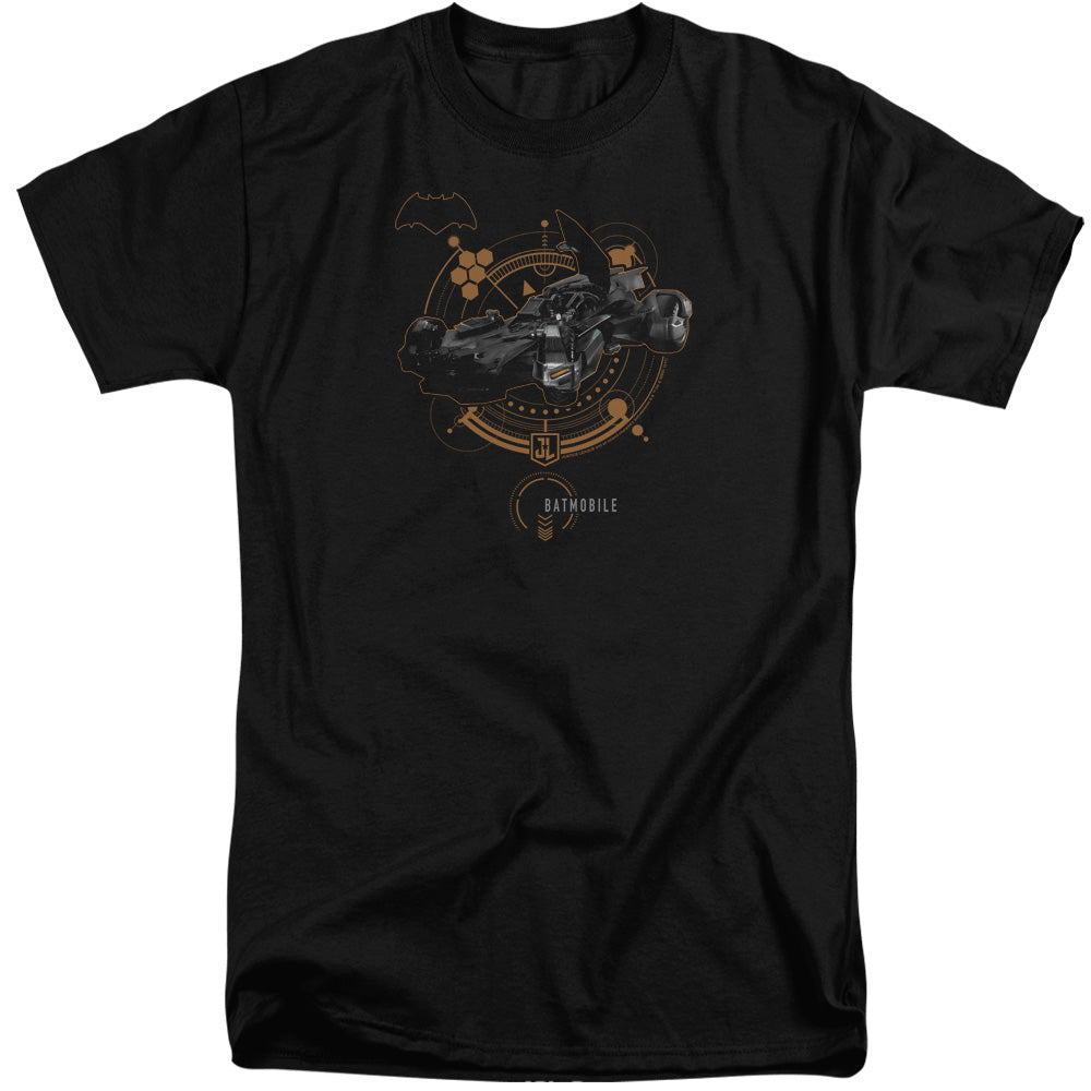 Justice League Movie Batmobile Mens Tall T Shirt Black Officially Licensed