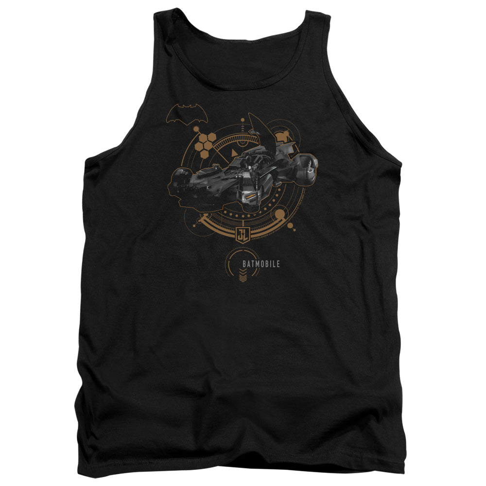 Justice League Movie Batmobile Mens Tank Top Shirt Black Officially Licensed