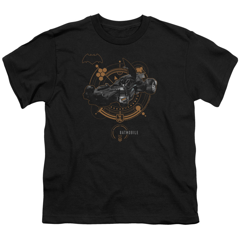 Justice League Movie Batmobile Kids Youth T Shirt Black Officially Licensed
