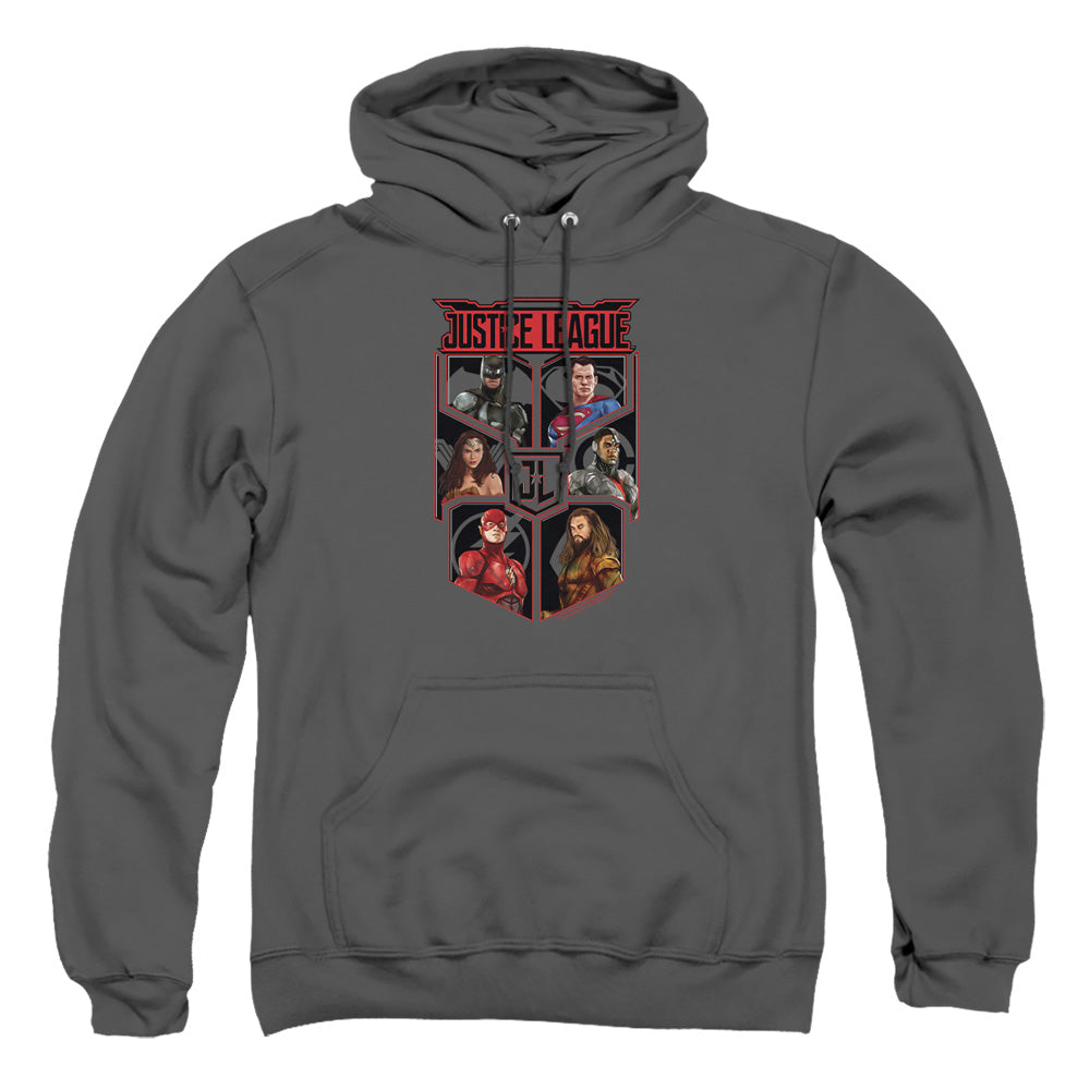 Justice League Movie League Of Six Mens Hoodie Charcoal Officially Licensed
