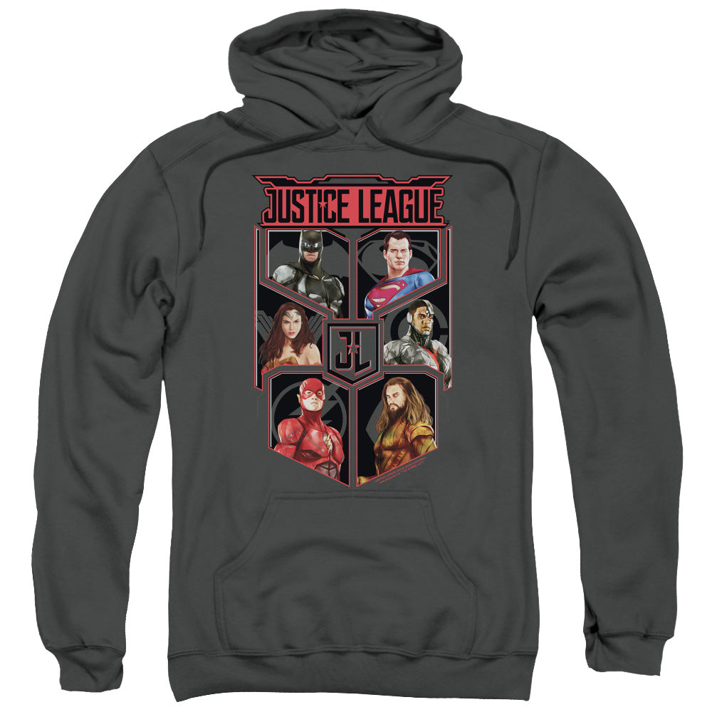 Justice League Movie League Of Six Mens Hoodie Charcoal Officially Licensed