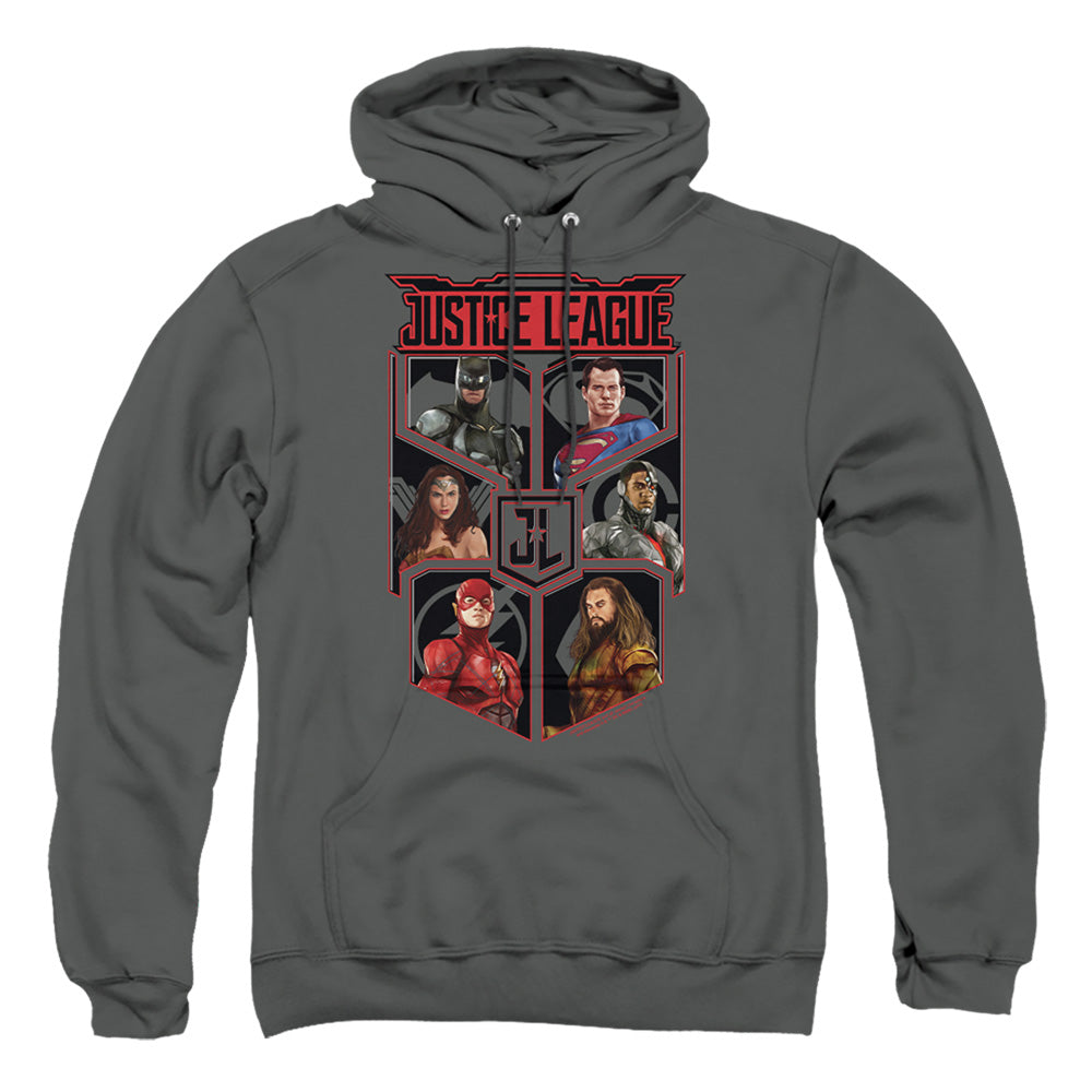 Justice League Movie League Of Six Mens Hoodie Charcoal Officially Licensed