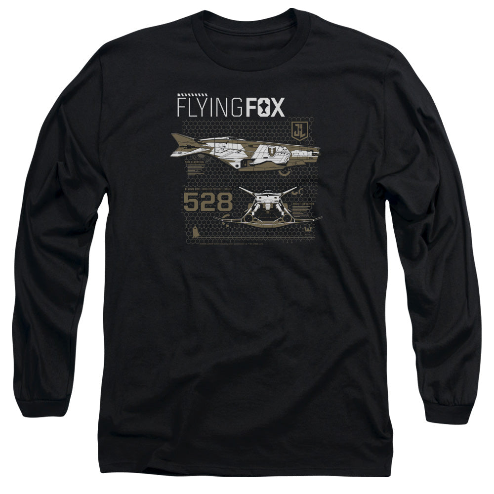 Justice League Movie Flying Fox Mens Long Sleeve Shirt Black Officially Licensed Officially Licensed