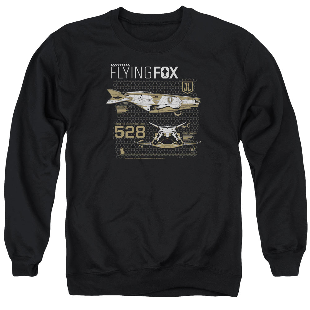Justice League Movie Flying Fox Mens Crewneck Sweatshirt Black Officially Licensed