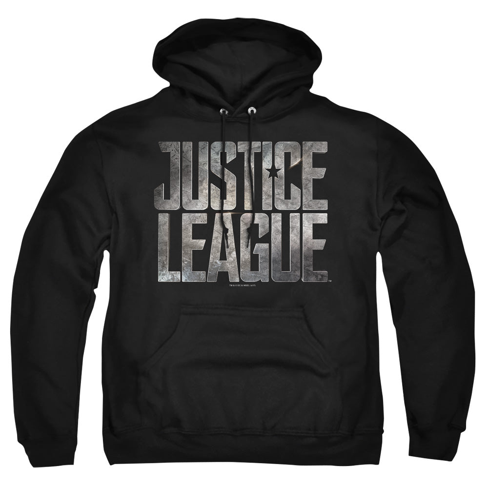Justice League Movie Metal Logo Mens Hoodie Black Officially Licensed