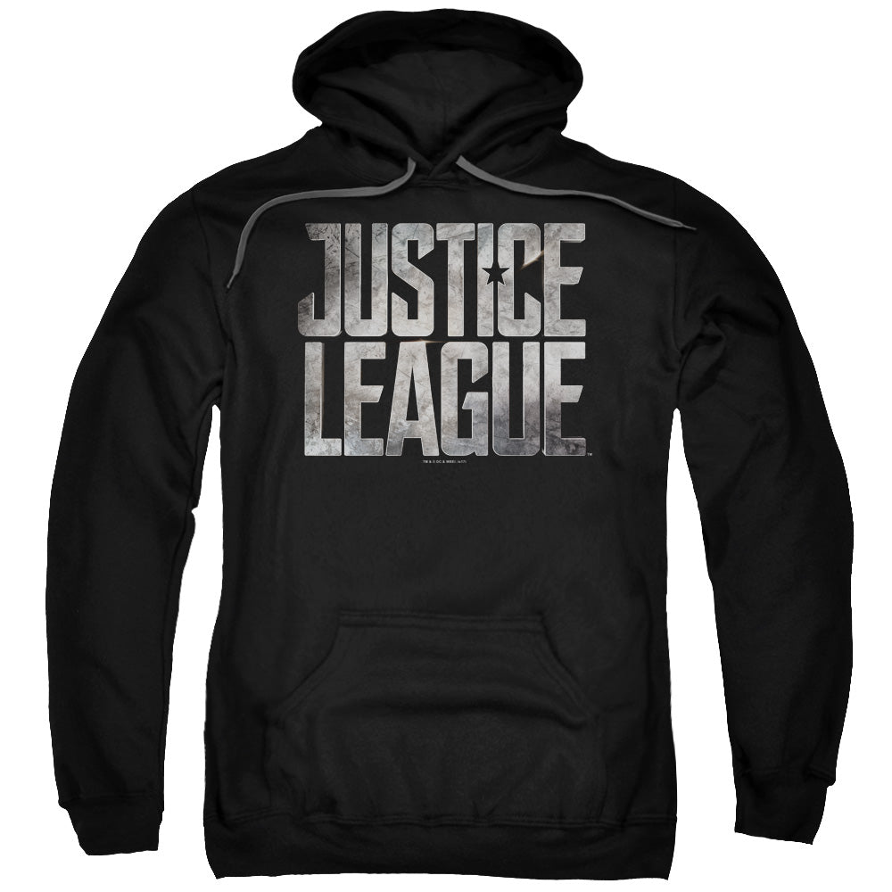 Justice League Movie Metal Logo Mens Hoodie Black Officially Licensed