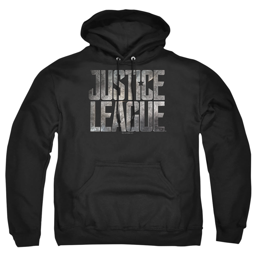 Justice League Movie Metal Logo Mens Hoodie Black Officially Licensed