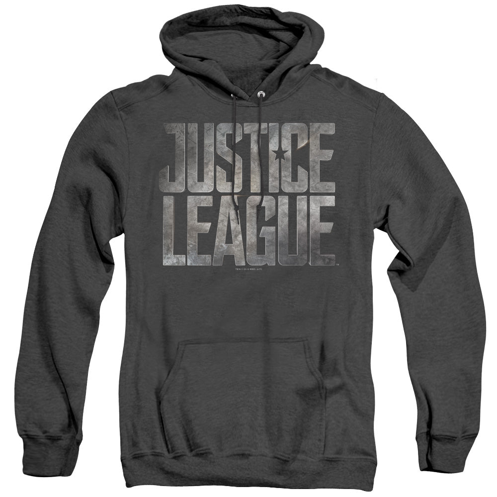 Justice League Movie Metal Logo Heather Mens Hoodie Black Officially Licensed
