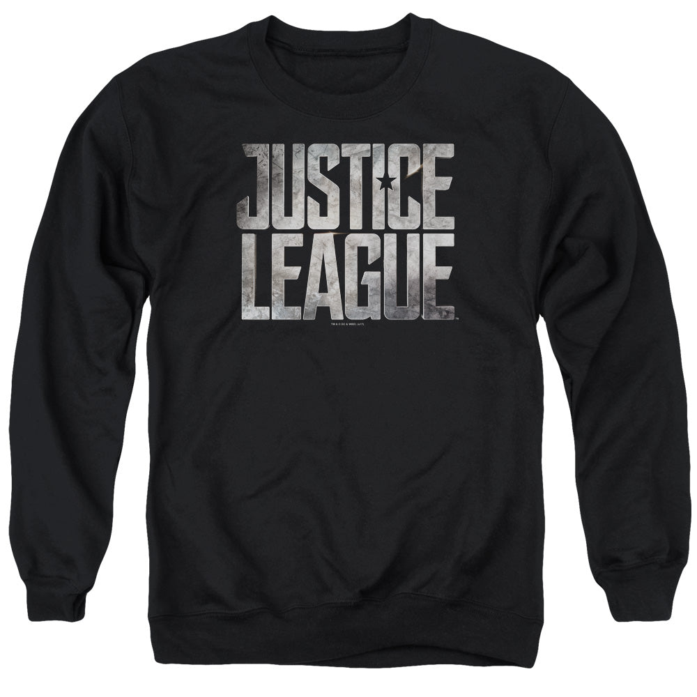Justice League Movie Metal Logo Mens Crewneck Sweatshirt Black Officially Licensed