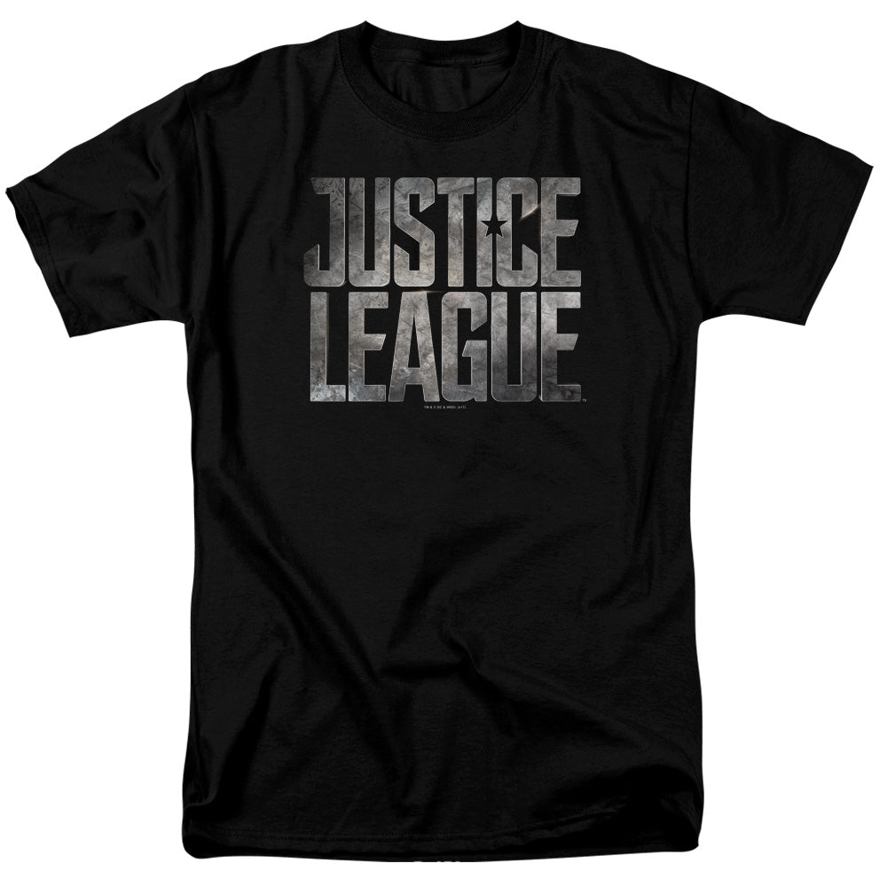 Justice League Movie Metal Logo Mens T Shirt Black Officially Licensed