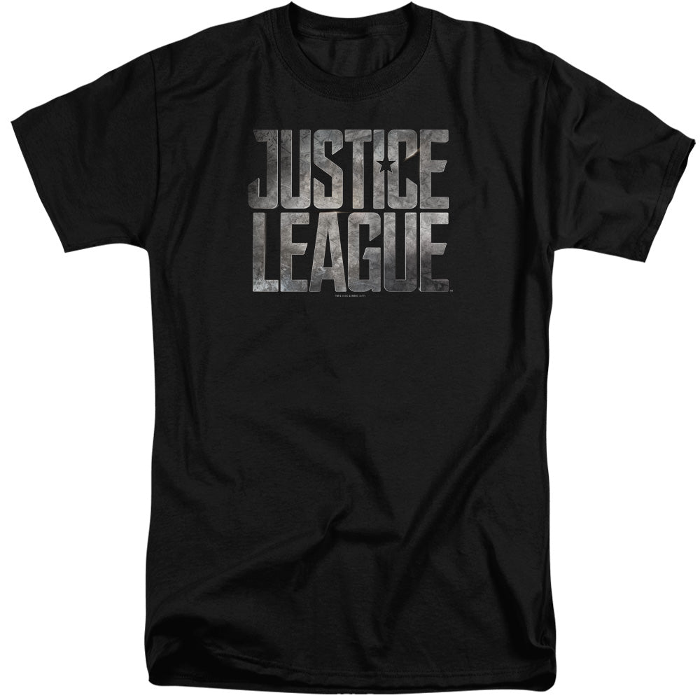 Justice League Movie Metal Logo Mens Tall T Shirt Black Officially Licensed