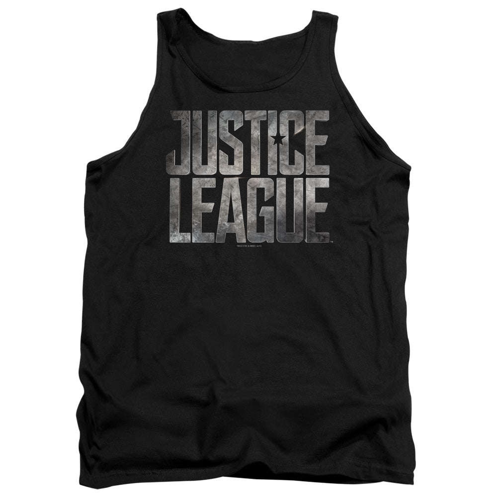 Justice League Movie Metal Logo Mens Tank Top Shirt Black Officially Licensed