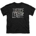 Justice League Movie Metal Logo Kids Youth T Shirt Black Officially Licensed