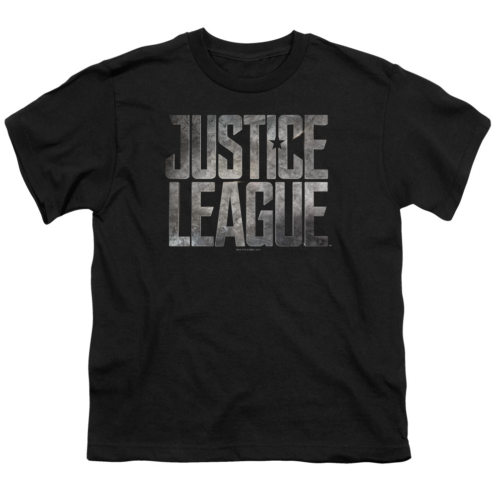 Justice League Movie Metal Logo Kids Youth T Shirt Black Officially Licensed