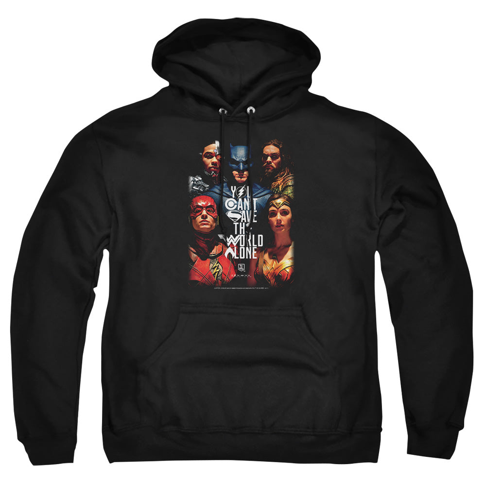 Justice League Movie Save The World Poster Mens Hoodie Black Officially Licensed