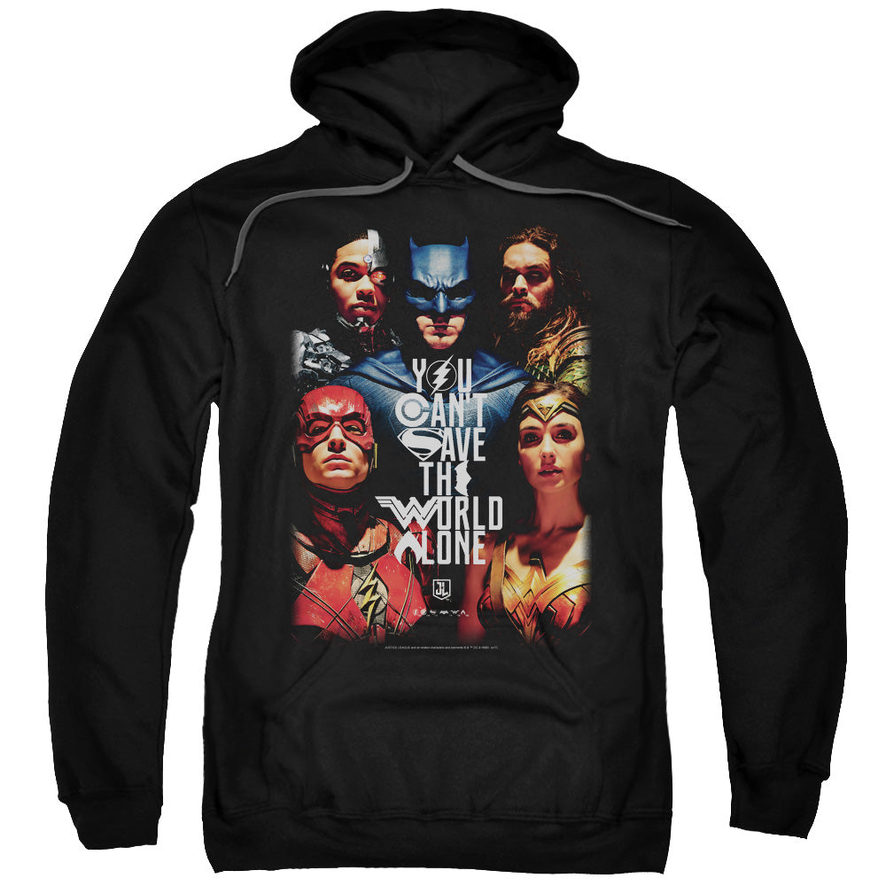 Justice League Movie Save The World Poster Mens Hoodie Black Officially Licensed