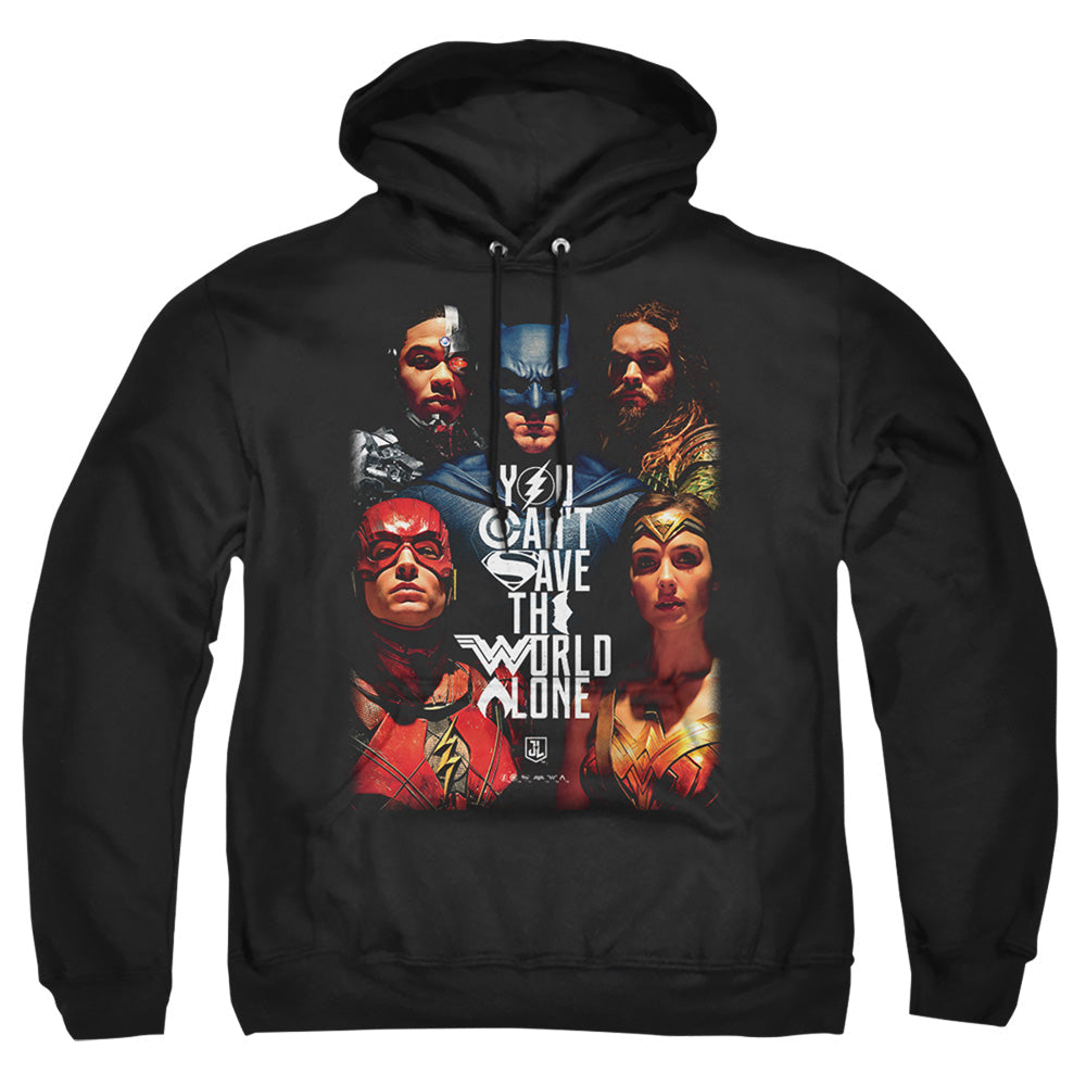 Justice League Movie Save The World Poster Mens Hoodie Black Officially Licensed