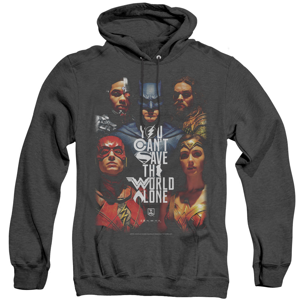 Justice League Movie Save The World Poster Heather Mens Hoodie Black Officially Licensed