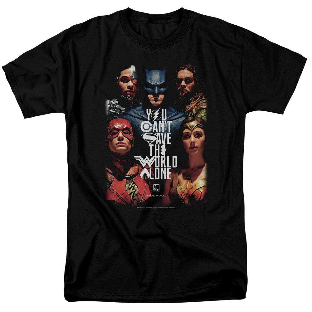 Justice League Movie Save The World Poster Mens T Shirt Black Officially Licensed