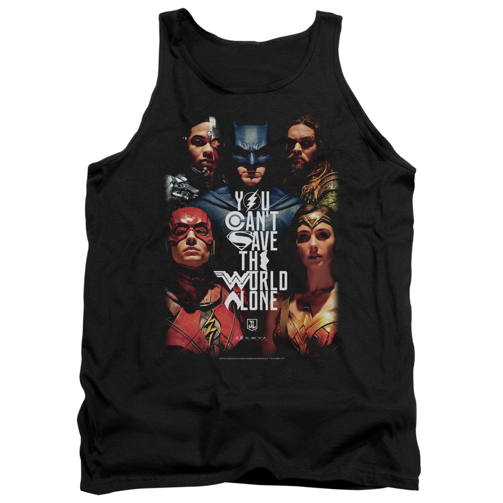 Justice League Movie Save The World Poster Mens Tank Top Shirt Black Officially Licensed