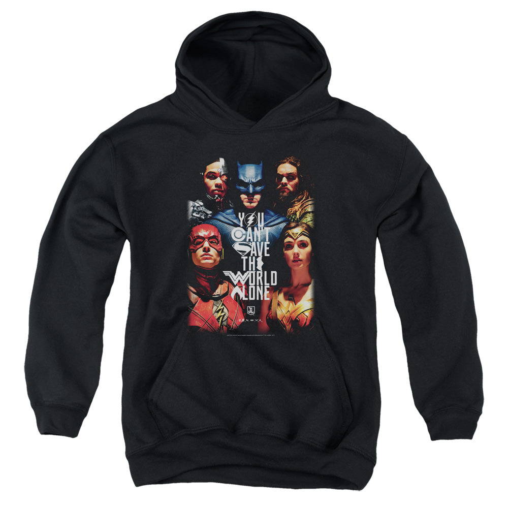 Justice League Movie Save the World Poster Kids Youth Hoodie Black Officially Licensed