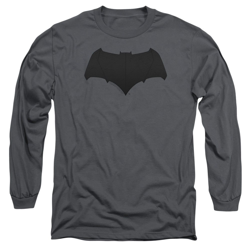 Justice League Movie Batman Logo Mens Long Sleeve Shirt Charcoal Officially Licensed Officially Licensed