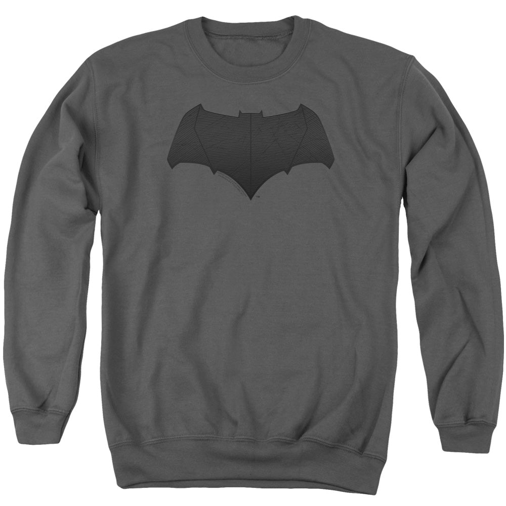 Justice League Movie Batman Logo Mens Crewneck Sweatshirt Charcoal Officially Licensed